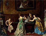Kittens Playing on a Desk Paintings - Ladies Playing Billiards by Charles Edouard Boutibonne